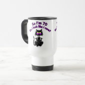 70e verjaardag kat cadeaus reisbeker (Voorkant links)