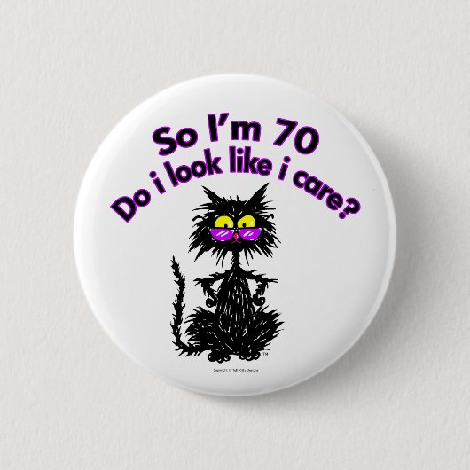 70e verjaardag kat cadeaus ronde button 5,7 cm (Voorkant)