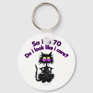 70e verjaardag kat cadeautjes sleutelhanger