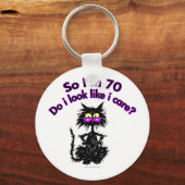 70e verjaardag kat cadeautjes sleutelhanger (Voorkant)