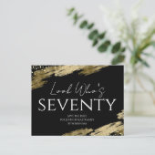 70e verjaardag Kijk naar wie Gold Black de datum o Briefkaart (Staand voorkant)