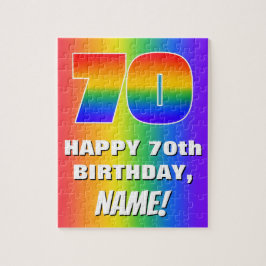 70e verjaardag: kleurrijk, vun regenboogpatroon # legpuzzel