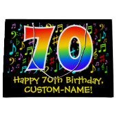 70e verjaardag - kleurrijke muzieksymbolen, Rainbo Groot Cadeauzakje (Voorkant)