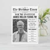 70e verjaardag krantenuitnodiging met programma (Staand voorkant)