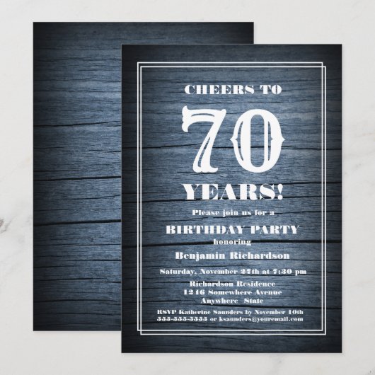 70e verjaardag land hout partij kaart (Voorkant / Achterkant)