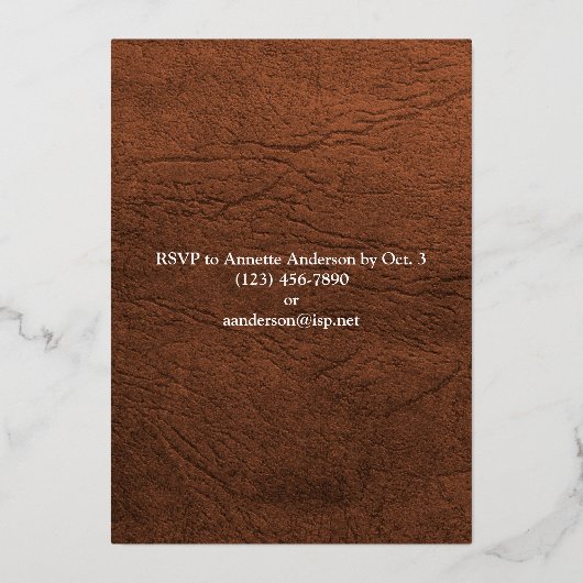 70e verjaardag leder en goud folie uitnodiging (Achterkant)