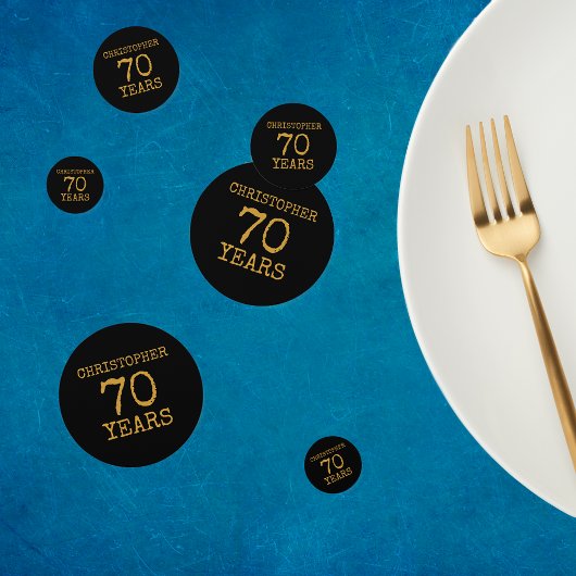 70e verjaardag Legendary Zwart Goud Retro Confetti