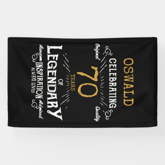 70e verjaardag Legendary Zwart Goud Retro Spandoek (Horizontaal)