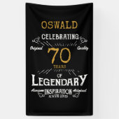 70e verjaardag Legendary Zwart Goud Retro Spandoek (Verticaal)