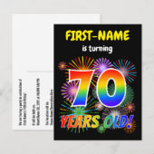 70e verjaardag - Leuk vuurwerk, Rainbow Look "70" Briefkaart (Voorkant / Achterkant)