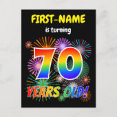 70e verjaardag - Leuk vuurwerk, Rainbow Look "70" Briefkaart (Voorkant)