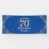 70e verjaardag Lijst Blauw en Glitter Glitter Spandoek (Horizontaal)