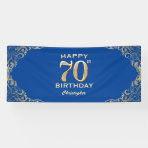 70e verjaardag Lijst Blauw en Glitter Glitter Spandoek