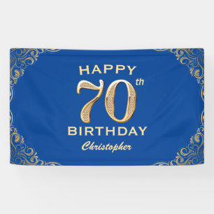 70e verjaardag Lijst Blauw en Glitter Glitter Spandoek