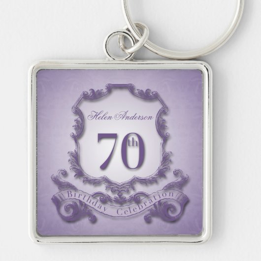 70e Verjaardag Lijst gepersonaliseerde sleutelhan Sleutelhanger (Voorkant)