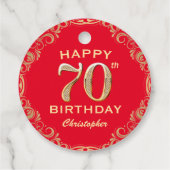 70e verjaardag Lijst van de Rode en de Gouden Glit Bedankjes Labels (Achterkant)