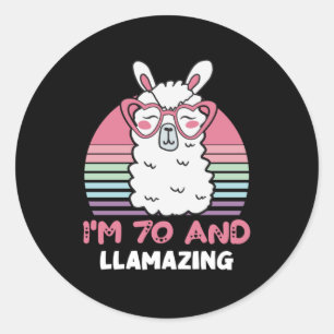 70e verjaardag Llamazing Llama 70 jaar oude verjaa Ronde Sticker