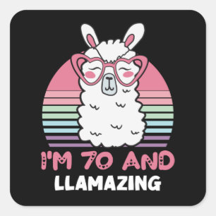 70e verjaardag Llamazing Llama 70 jaar oude verjaa Vierkante Sticker