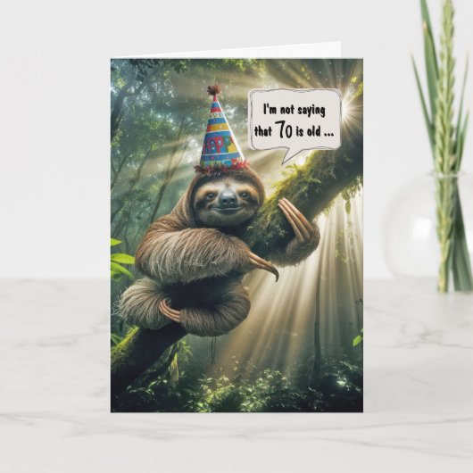 70e verjaardag luiaard humor kaart (Voorkant)