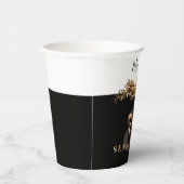 70e verjaardag Luxury Golden Flowers Elegant Class Papieren Bekers (Rechts)