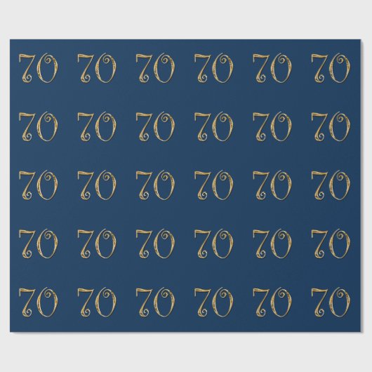 70e verjaardag | MANNEN blauw goud Cadeaupapier (Vlak)