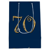 70e verjaardag | MANNEN blauw goud Medium Cadeauzakje (Achterkant)