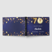 70e Verjaardag marine blauw goud sterren foto Gastenboek (Volledig)