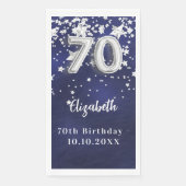 70e verjaardag marine blauwe zilveren sterren servet (Voorkant)