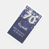 70e verjaardag marine blauwe zilveren sterren servet (Hoek)