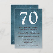 70e verjaardag marine Blue Midnight Sky Stars Glit Kaart (Voorkant / Achterkant)