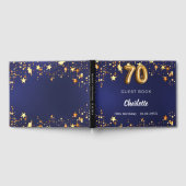 70e verjaardag marineblauw gouden sterren gastenboek (Volledig)
