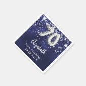 70e verjaardag marinesblauwe zilversterren servet (Hoek)