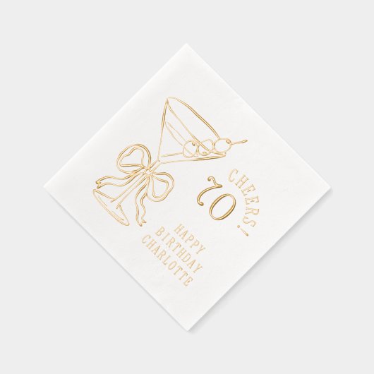 70e verjaardag Martini Cheers Seventy gepersonalis Folie Servetten (Rechts)