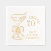 70e verjaardag Martini Cheers Seventy gepersonalis Folie Servetten (Voorkant)