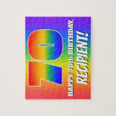 70e verjaardag — Meerkleurig regenboogpatroon "70" Legpuzzel (Verticaal)