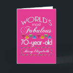70e verjaardag Meest verbluffend kleurrijk Pareltj Kaart<br><div class="desc">Viel de mijlpaal van je favoriete seniorenverjaardag op met dit leuke cadeau dat hen eraan herinnert hoe geweldig ze zijn. Witte en grijze letters op diepe roze achtergrond. Kleurrijke diamantsnijdsels in regenboogtonen dienen als accent. Pas aan met namen, initialen of andere tekst. Deze reeks bestaat uit stappen van 5 jaar...</div>