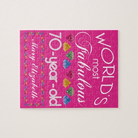 70e verjaardag Meest verbluffend kleurrijk Pareltj Legpuzzel (Horizontaal)