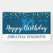 70e verjaardag met Confetti Blue Spandoek (Horizontaal)