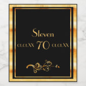 70e verjaardag met elegant zwart en goud wijn etiket (Enkel label)