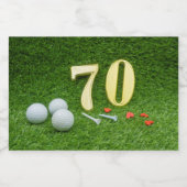 70e verjaardag met golfbal op groen sparkling wijnetiket (Enkel label)
