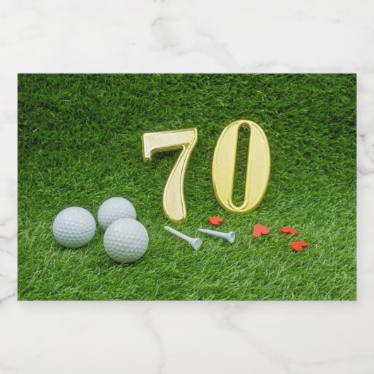 70e verjaardag met golfbal op groen sparkling wijnetiket (Enkel label)