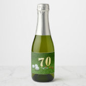 70e verjaardag met golfbal op groen sparkling wijnetiket (Voorkant)