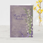 70e verjaardag met lelie van de vallei kaart (Gele Bloem)