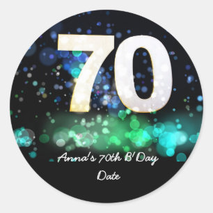 70e verjaardag met nummer 70 bogeh achtergrond ronde sticker