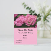 70e verjaardag met roze hortensia bloemen briefkaart (Staand voorkant)