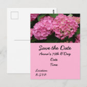 70e verjaardag met roze hortensia bloemen briefkaart (Voorkant / Achterkant)