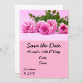 70e verjaardag met roze rozen op roze achtergrond kaart (Voorkant / Achterkant)