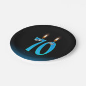 70e verjaardag met verlichte kaars nummers papieren bordje (Gekanteld)