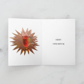 70e verjaardag met wijn en kaarsen kaart (Binnen)