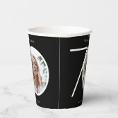 70e verjaardag minimalistische zwarte typografie f papieren bekers (Rechts)